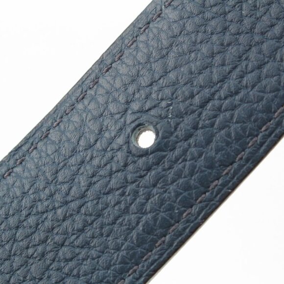 Hermes Leather Buckle Gold Belt Black Blue - Picture 8 of 10